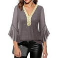 thumbnail image 4 of Ounisa Women's Ruffle 3/4 Sleeve Sparkly Tops Sequin V Neck Blouses Dressy Fall Shirts, 4 of 9
