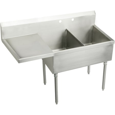 Elkay Ss8236lof Sturdibilt 61-1/2" Double Basin Free Standing Stainless Steel Utility Sink