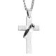 thumbnail image 5 of Collar de hombre en acero o piel con colgante en forma de cruz Una bolsa, 5 of 5
