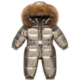 thumbnail image 5 of Monos de invierno para niña, chaqueta impermeable con capucha, mono cálido para niño niña, traje de esquí de piel sintética, traje de nieve para niño, 5 of 5