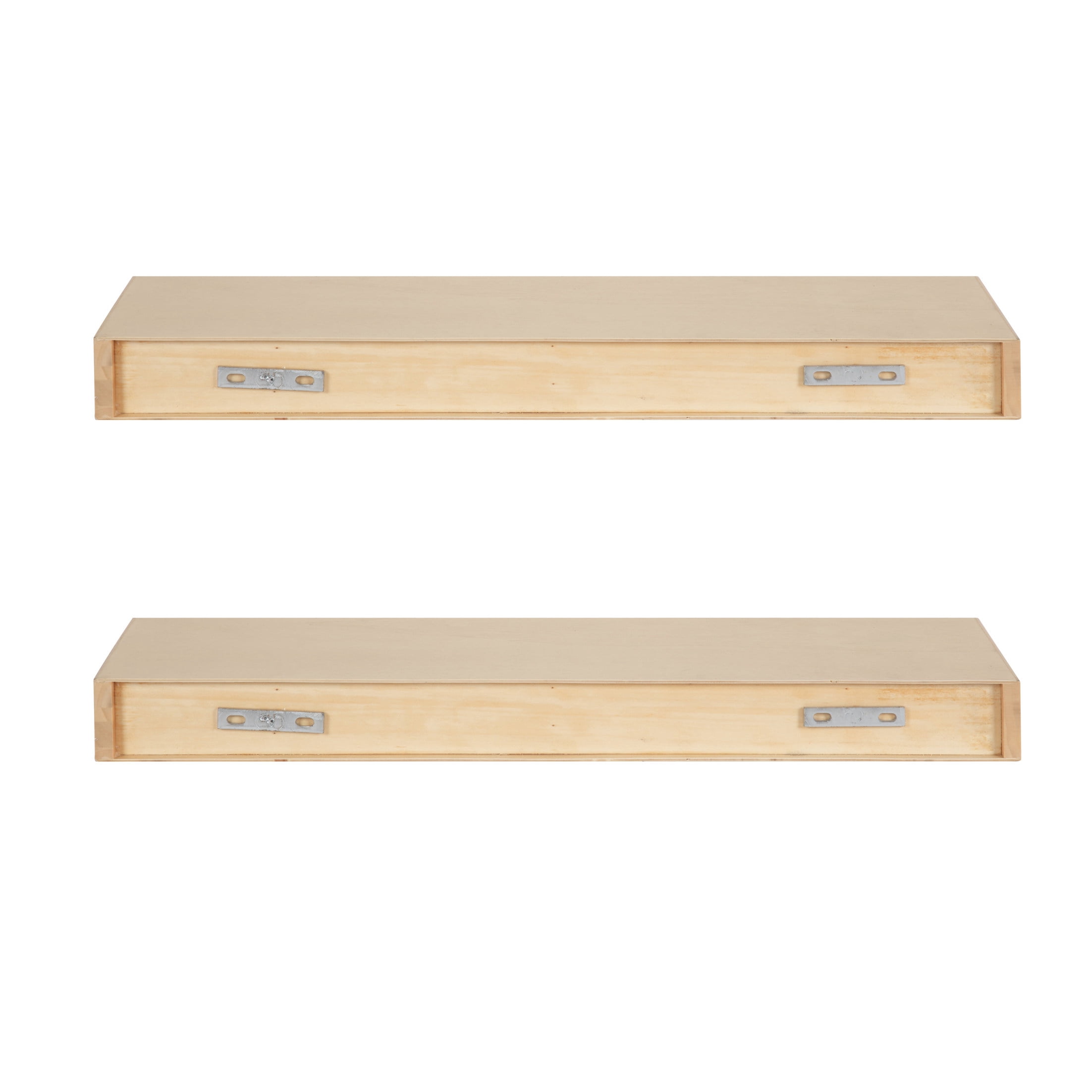 Kate and Laurel Havlock Modern Natural Floating Shelves, Set of 2, 24 x 8, Natural Wood, Mid-Century Functional Bathroom and Kitchen Shelves for Dorm Storage or Apartment Decor