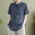 thumbnail image 4 of Fiudx Camisas de Mujer Camiseta Holgada Informal con Estampado para Mujer, Camisetas de Manga Corta con Cuello Redondo y Blusa de Lino, 4 of 7