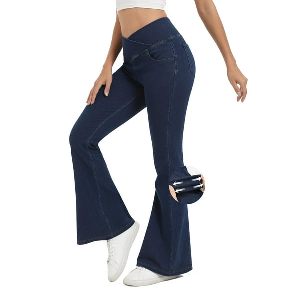 Pantalones vaqueros TONIRY para mujer, cintura alta, azul oscuro