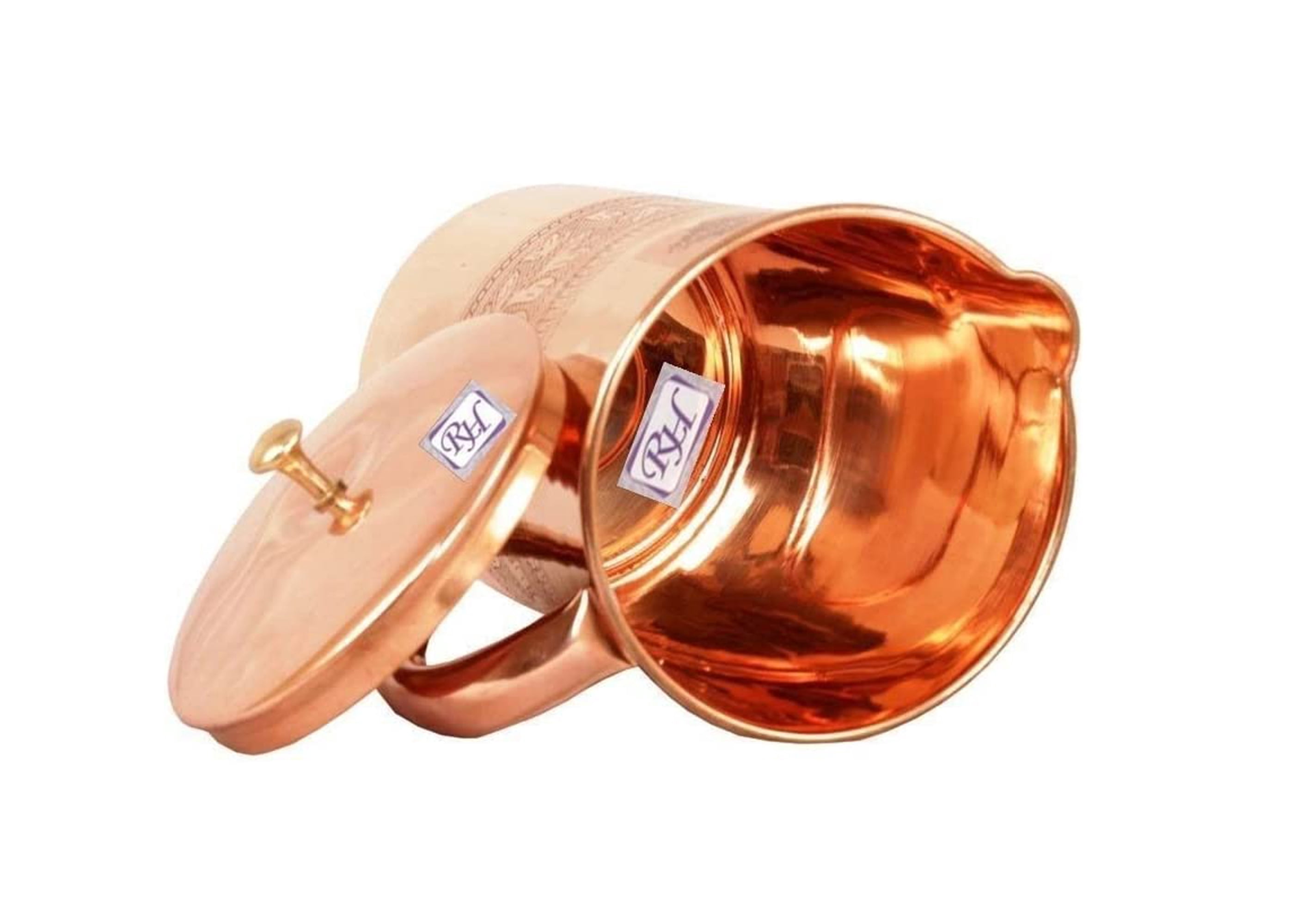 Rastogi Handicrafts Pure copper Designer Carving Jug Pitcher Storage Drinking Water Home Hotel Garden 1750 ML