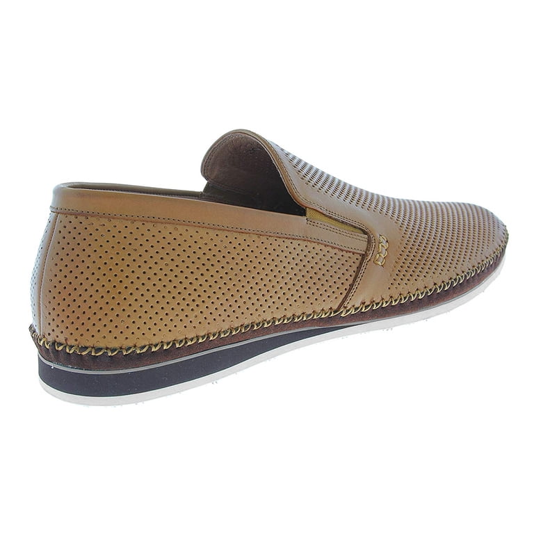 Zanzara Mens Merz Perforated Leather Slip On Shoes (Cognac  display picture 1
