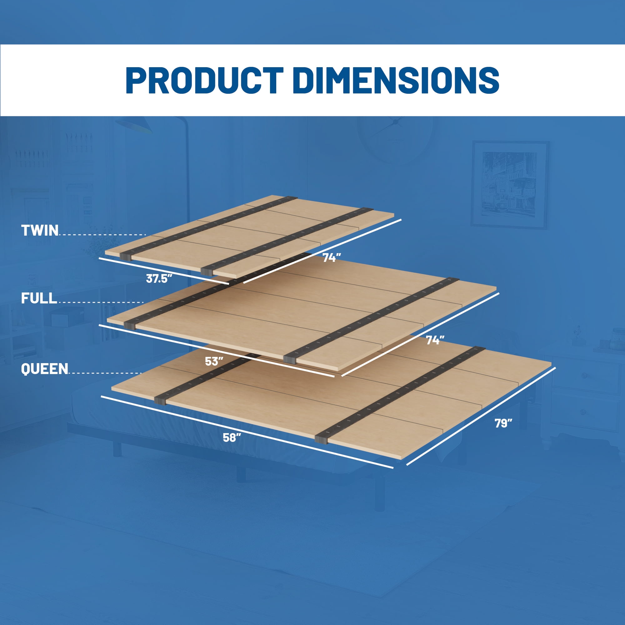 Continental Sleep, Folding Bunkie Board – Low-Profile 79″ x 58″ Mattress Support Platform for Daybeds, Bunk Beds, Futons & Metal/Wood Frames – Prevents Sagging, Easy to Install & Store.