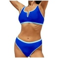 thumbnail image 1 of FhsagQ Swimsuit Sets for Women Plus Size Underwire Split Body Swimsuit for Women Bikini Color Matching Slim Beach Swimsuit for Women Swimsuit for Women Blue M, 1 of 5