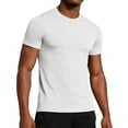 thumbnail image 3 of Men's Quick Dry T-Shirt Nylon Spandex Blend | Athletic Short Sleeve Tee Crewneck | Breathable Moisture Wicking UPF | Running Gym Workout Training | Comfort Fit | Zenithor,White L, 3 of 9