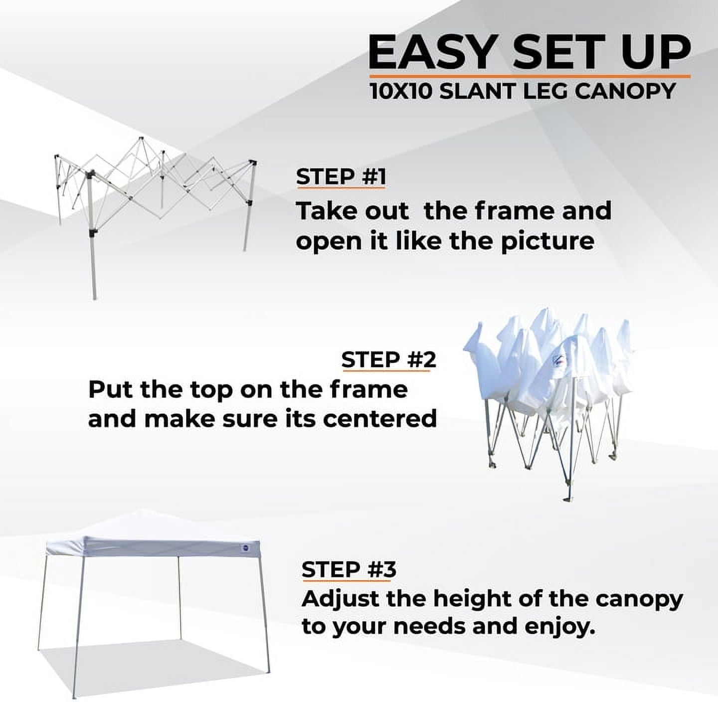 Impact Canopy 10 x 10 Pop Up Canopy Tent, Instant Slant Leg Portable Shade Tent with Carrying Bag, White