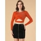 thumbnail image 4 of Disfraz de Navidad Allegra K para mujer Tops con purpurina Manga larga Slim Fit Crop Top naranja XS, 4 of 6