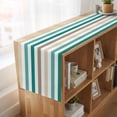 thumbnail image 6 of Teal Brown Stripe 120 Inch Table Runner, Gradient Geometric Vertical Striped Farmhouse Dresser Scarf Cotton & Linen Tablerunner for Dining/Kitchen Island/Holiday Party Décor 13" x 120", 6 of 9