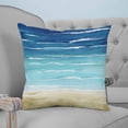 thumbnail image 4 of Summer Coastal 14x14 Pillow Covers Set of 2, Turquoise Ombre Beach Ocean Waves Throw Pillow Covers Decorative Couch Cushion Case, Microfiber Square Pillowcases for Bedroom Car Living Room, 4 of 7