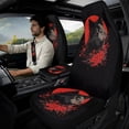 thumbnail image 2 of Xixirimido Leather Seat Cover Front Seats Only, Universal Fit Auto Front Seat Covers for Sedan Van SUV Truck 5 Pcs Set with Seatbelt Covers & Center Console Cover, Wolf Red Moon Floral, 2 of 8