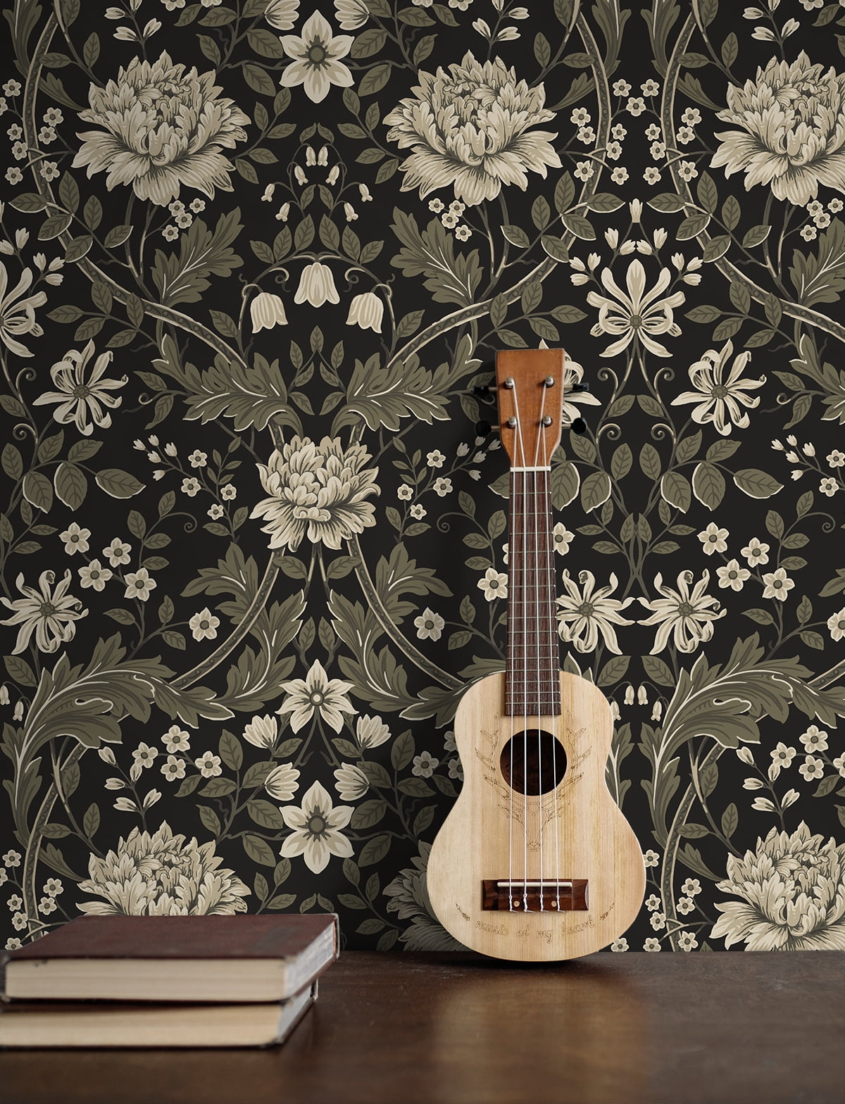 Nextwall Ebony & Pavestone Honeysuckle Trail Peel And Stick Wallpaper - 20.9 in. W x 18 ft. L Roll