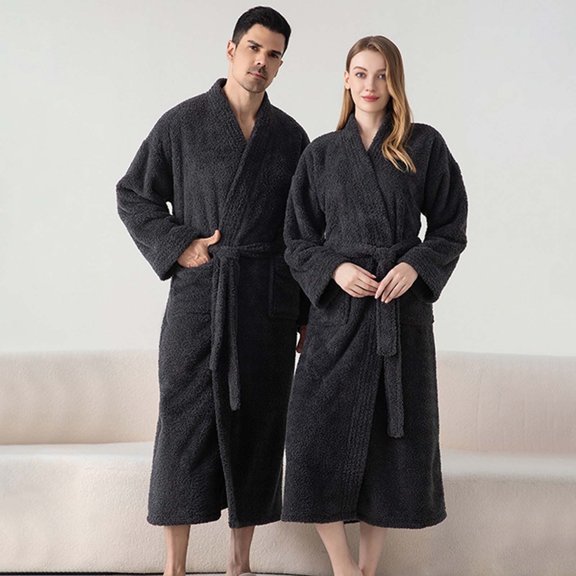 YueHuiYing Mens Robe Plush – Soft, Fuzzy & Fluffy Spa Robes for Men | Bathrobe with Belt & Pockets