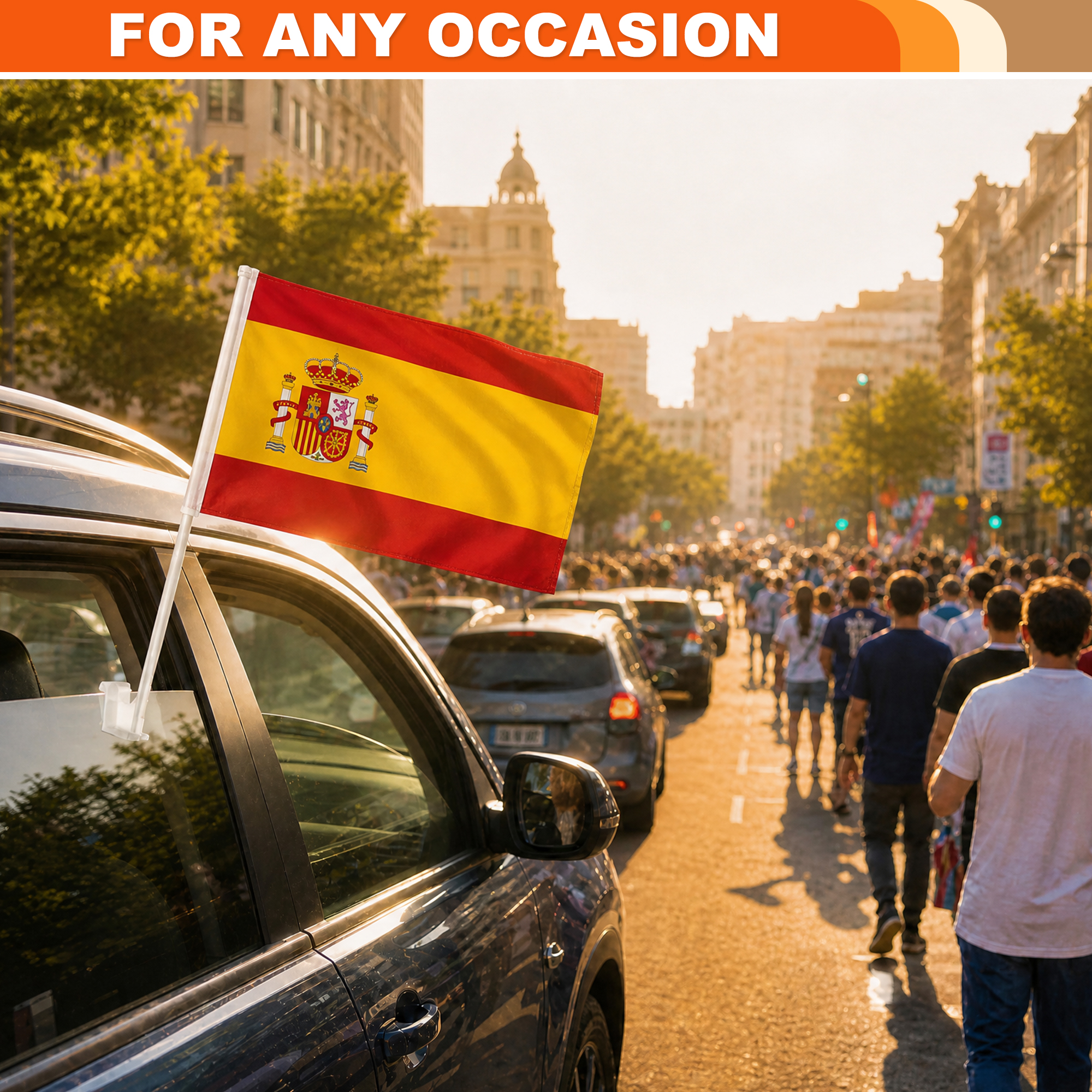 Unique Bargains 2Pcs Heavy Duty 2-Ply Polyester Spanish Flags with 17.5" Pole