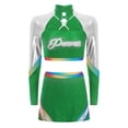 thumbnail image 3 of Alvivi Costume de Cheerleading pour Femmes Robe d'Uniforme Ensemble 2 Pcs Haut Court à Manches Longues avec Mini-Jupe Vert G, 3 of 6