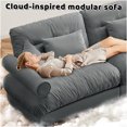 thumbnail image 6 of JERFIT Modular Velvet Sectional Sofa Set, Oversized Cloud Couch with Bolster Armrests, Deep Seating for Living Room, Lounge, Grey, 6 of 10