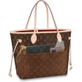 thumbnail image 3 of Nylon Purse Organizer Insert with Base Shaper for Neverfull, Tote Bag Organizer with Zipper Pouch & Cup Holder (Brown, Large), 3 of 7