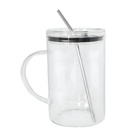 BPPEG 32 Oz Large Glass Drinking Cup with Lid and Straw, Reusable Glass Tumbler for Home Drinkware & Kitchen Accessories