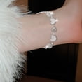 thumbnail image 4 of Ziurtnc Women Bracelet Heart Moon Pendant Cubic Zirconia Decor Hollow Adjustable Length Stainless Lightweight Tassel Lady Wrist Chain Girlfriend Present, 4 of 8