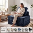 thumbnail image 4 of Oak and Birch 3-in-1 Folding Floor Sofa Bed, Boneless Convertible Couch with Chaise Lounge & Sleeper, High-Density Foam, Plush Velvet Upholstery, No Assembly, Navy Blue, 4 of 8