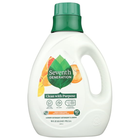 Pack of 4, Seventh Generation Fresh Citrus Liquid Laundry Detergent, 90 fl oz