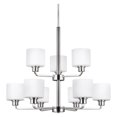 thumbnail image 3 of Sea Gull Lighting 3128809EN3-710 Canfield - 75W Nine Light 2-Tier Chandelier Bronze LED Brushed Nickel Finish with Etched/White Glass, 3 of 3