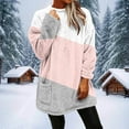 thumbnail image 3 of ZUKMRJPC Women's Flannel Sweatshirts Winter Warm Fleece Round Neck Fashion Color Block Long Pullover Soft Comfy Casual Tops with Pocket, 3 of 8
