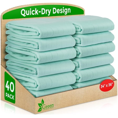 GREEN LIFESTYLE Washable Underpads - Large Bed Pads for use as Incontinence Bed Pads, Reusable Pet Pads, Great for Dogs, Cats, Bunny, Seniors Bed Pad (Pack of 40 - 34x36)