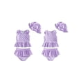 thumbnail image 2 of BemeyourBBs Toddler Baby Girl Swimsuit Infant Bathing Suit 3 Pieces Heart Dot Plaid Cow Skin Swimsuits Bow Tank Top with Ruffle Shorts Set Sun Hat Swimwear Summer Beach Wear, 2 of 9