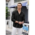 thumbnail image 6 of Coshow Mens Cuban Guayabera Shirt Casual Button Down Shirts Long Sleeve Summer Beach Shirts, 6 of 7