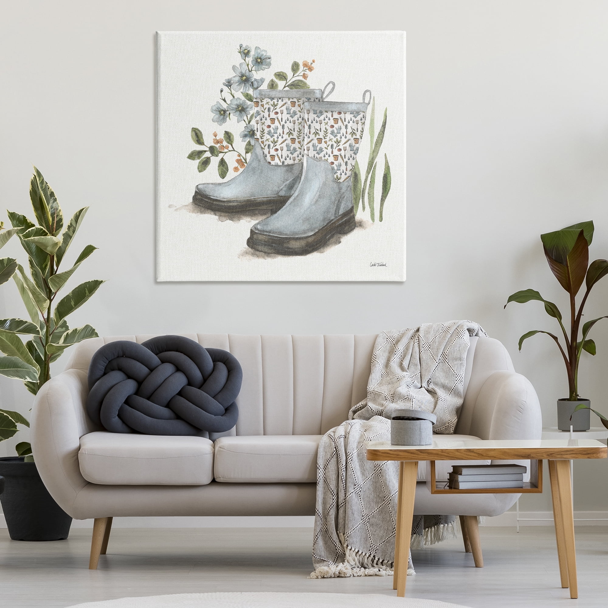 Stupell Industries Floral Gardening Boots Botanical & Floral Painting Gallery Wrapped Canvas Art Print Wall Art, 36 x 36