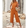 thumbnail image 2 of Women's Cotton and Linen blend 2-Piece Set: Sleeveless Crop Top & Wide Leg Pants  Summer Outfit Size Up for Relaxed Fit S-XL, 2 of 8