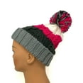thumbnail image 2 of Empire Cove Cable Knit Beanie with Pom Pom Winter Multi Color Womens - Pink, 2 of 3