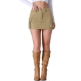 thumbnail image 1 of Faldas de mezclilla para mujer INSPIRE CHIC, con stretch, bolsillos, botones y diseño bodycon, mini skort de jean, 1 of 5