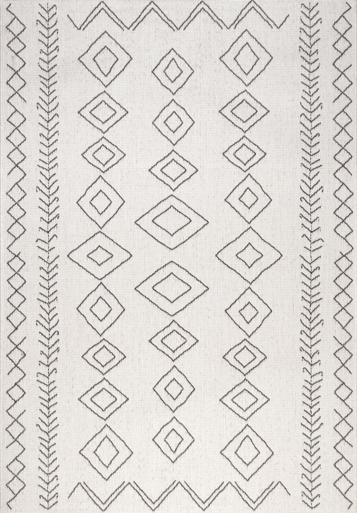nuLOOM Sierra Moroccan Diamond Outdoor Area Rug, 4' x 6', Ivory