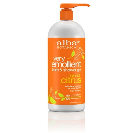Alba Botanica Very Emollient Bath & Shower Gel Island Citrus, 32 (Best Shower Gel For Very Dry Skin)