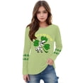 thumbnail image 3 of Girls Long Sleeve St. Patrick's Day T-Shirt Mint Green Dinosaur T-Rex Shamrock Top Happy St. Pat-Rex,Size 3 T, 3 of 5