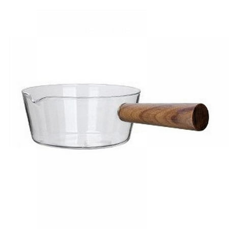 

Clear Glass Pot Milk Pan with Wooden Handle Borosilicate Glass Nonstick Saucepan Glass Measuring Cups Frothing Pitcher for Kitchen Restaurant 20oz