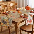 thumbnail image 5 of Fall Table Runner Thanksgiving Harvest Pumpkin Gnome Table Runners Squirrel It's Fall Y'all Maple Leaf Linen Cotton Linen Dresser Scarf Kitchen Dining Table Decor for Fall Party Decor 13x90 Inch, 5 of 9