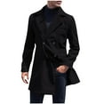 thumbnail image 2 of guisaled Trench Coat Men 2025 Winter Classic Slim Fit Coat Notch Lapel Long Windbreaker Jacket Double Breasted Elegant Wool Peacoat, 2 of 7