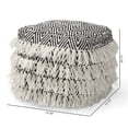 thumbnail image 7 of Skyline Decor Black and Ivory Handwoven Wool Tassel Pouf Ottoman, 7 of 7