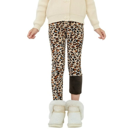 

Girls Fleece Lined Leggings Thick Warm Winter Printed Trousers