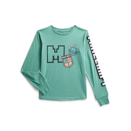 Minecraft Boys Graphic Tee with Long Sleeves, Sizes XS-2XL