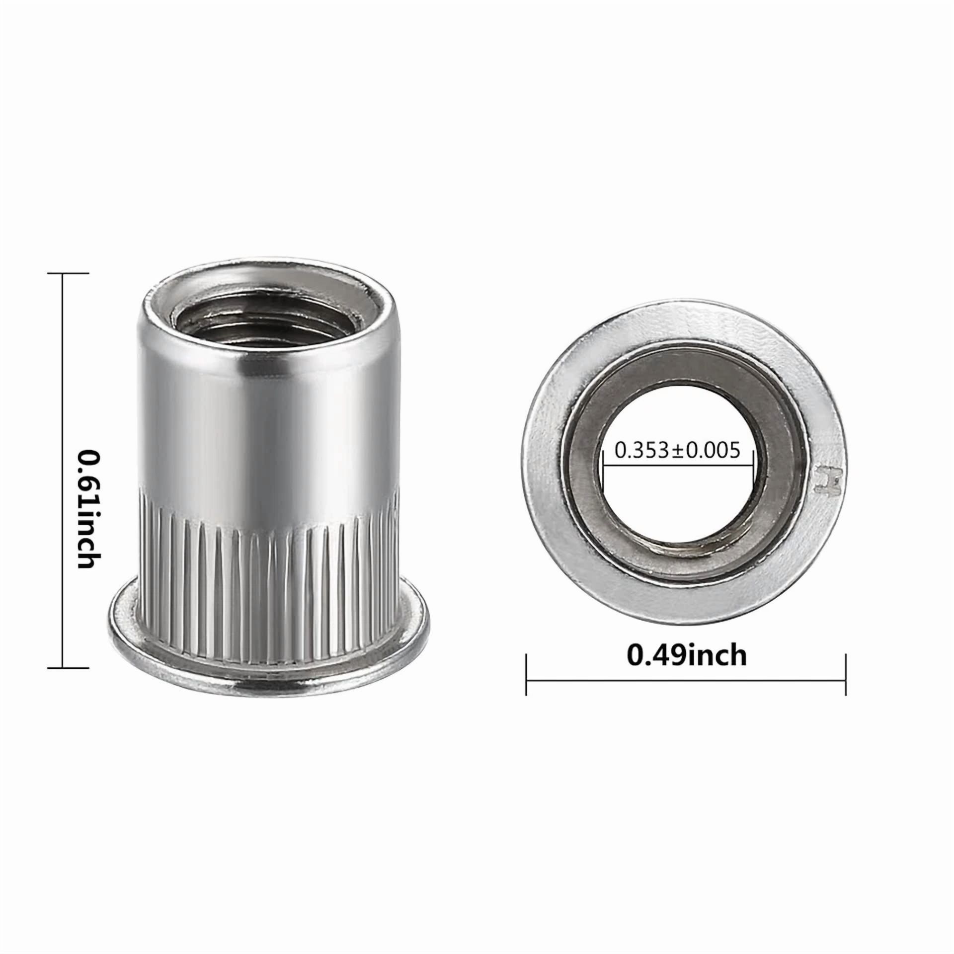 CIRCLE- Wensilon Rivet Nut 1/4"-20Unc 100Pcs Stainless Steel 304 Finish Flat Head Riv...
