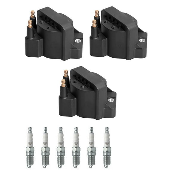 Set of 3 ISA Ignition Coils and 6 Spark Plugs Compatible with 2002-2003 Buick Rendezvous CXL Sport Utility 4-Door 3.4L Replacement for DR39