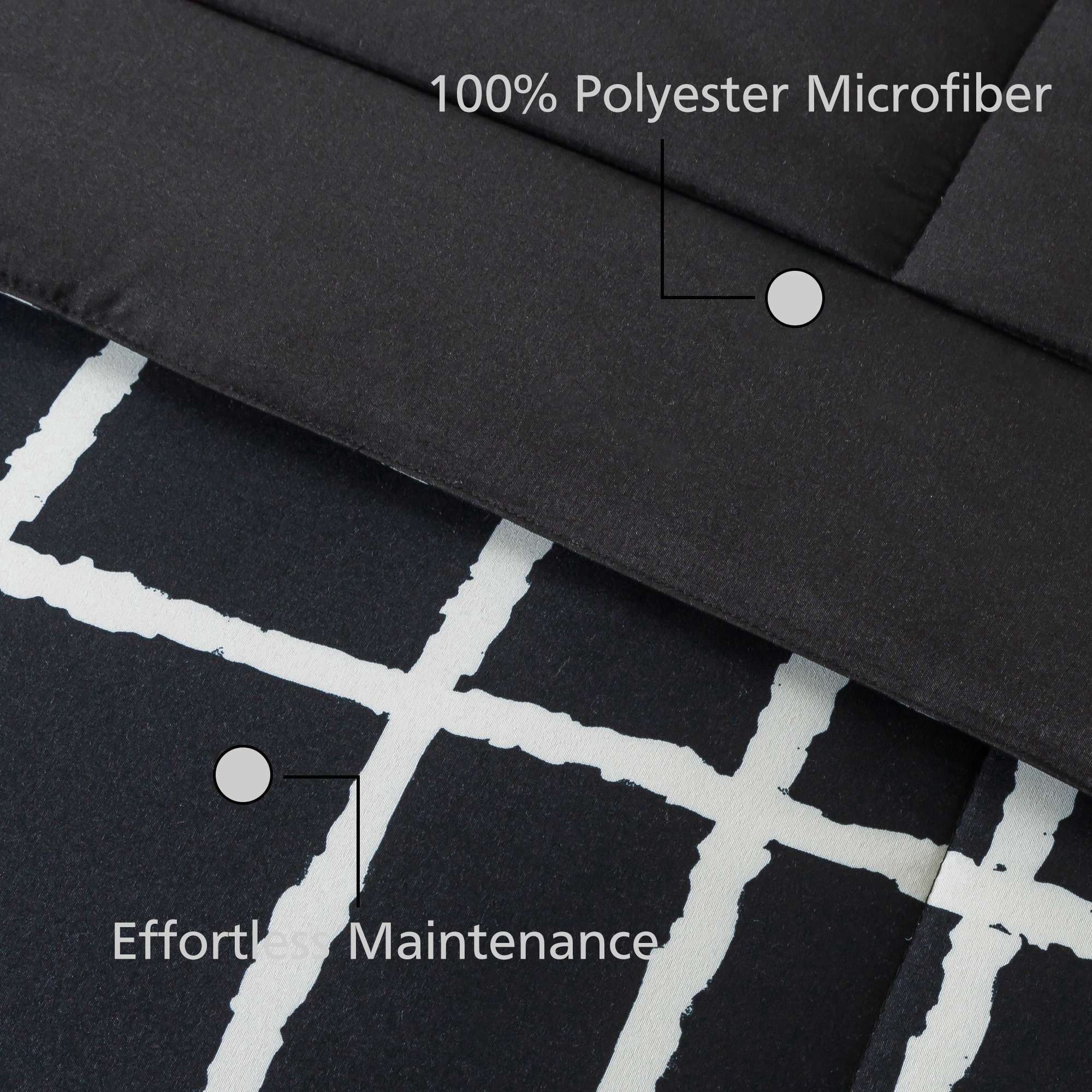 Mainstays All in One Reversible Comforter and Sheet Set, 7-Piece, King, Black and White Checker