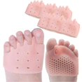 thumbnail image 2 of 10 pares de separadores de dedos para hallux valgus, almohadillas de gel para el cuidado de los pies, alivia el dolor, color piel, 2 of 4