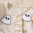thumbnail image 4 of AWZXDE Girls Seasonal Rompers Knit Pumpkin Towel Embroidery Long Sleeve Footed Jumpsuit Ruffle Matching Bow Headband Fall Halloween Layering Outfit Set Blue - 3-6 Months, 4 of 9